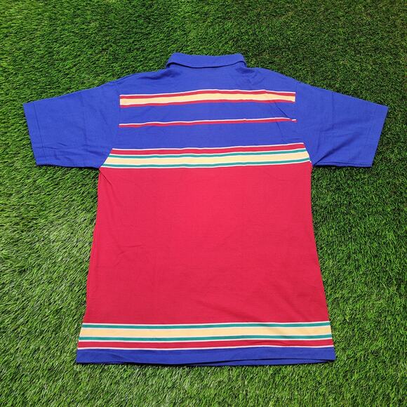VTG 70s Arrow Tournament Color Block Striped Polo Shirt Mens Large - Picture 4 of 5